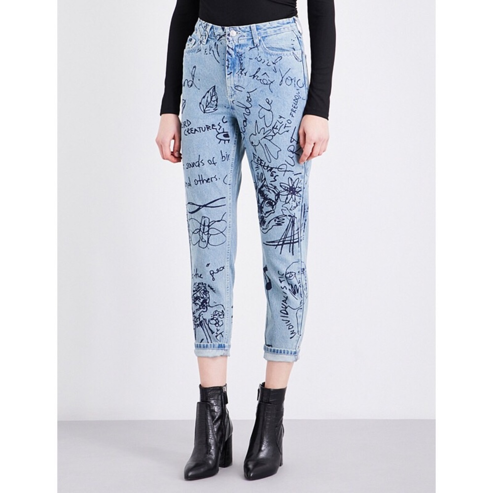 Topshop Graffiti mom jeans